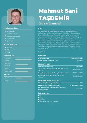 Gıda Mühendisi CV Örnekleri cv indir